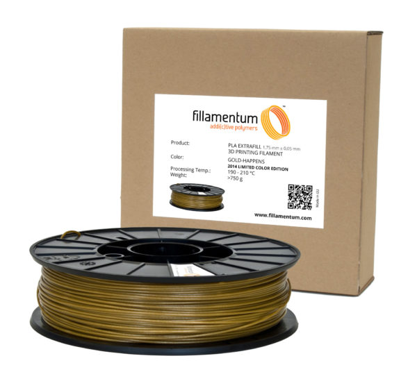 1,75mm 3D Filament Rolle mit 750g PLA Filament in Gold - Gold Happens für den 3D Drucker