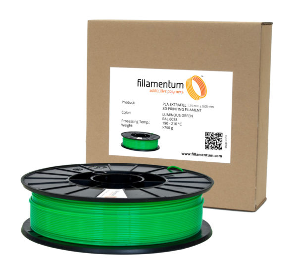 1,75mm 3D Filament Rolle mit 750g PLA Filament in Leucht Grün - Luminous Green für den 3D Drucker