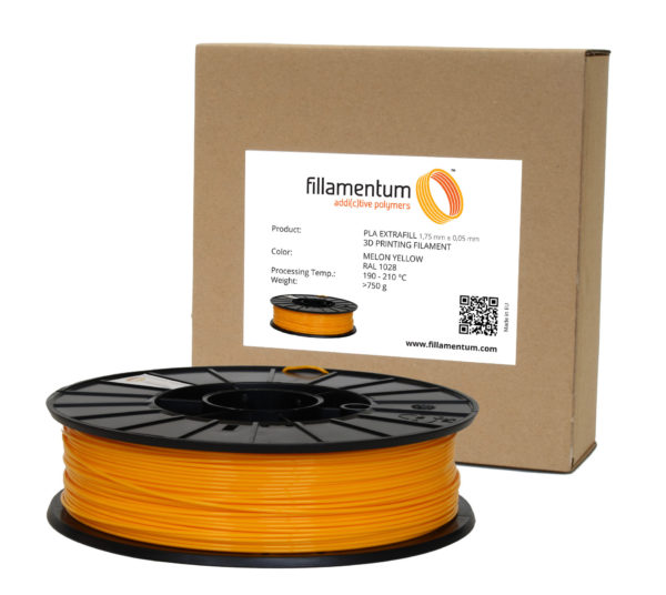 1,75mm 3D Filament Rolle mit 750g PLA Filament in Melonen Gelb - Melon Yellow für den 3D Drucker