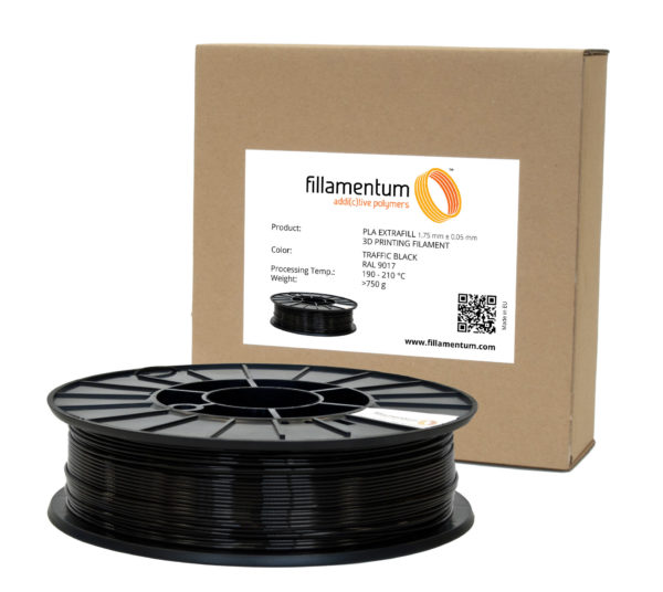 1,75mm 3D Filament Rolle mit 750g PLA Filament in Schwarz - Traffic Black für den 3D Drucker